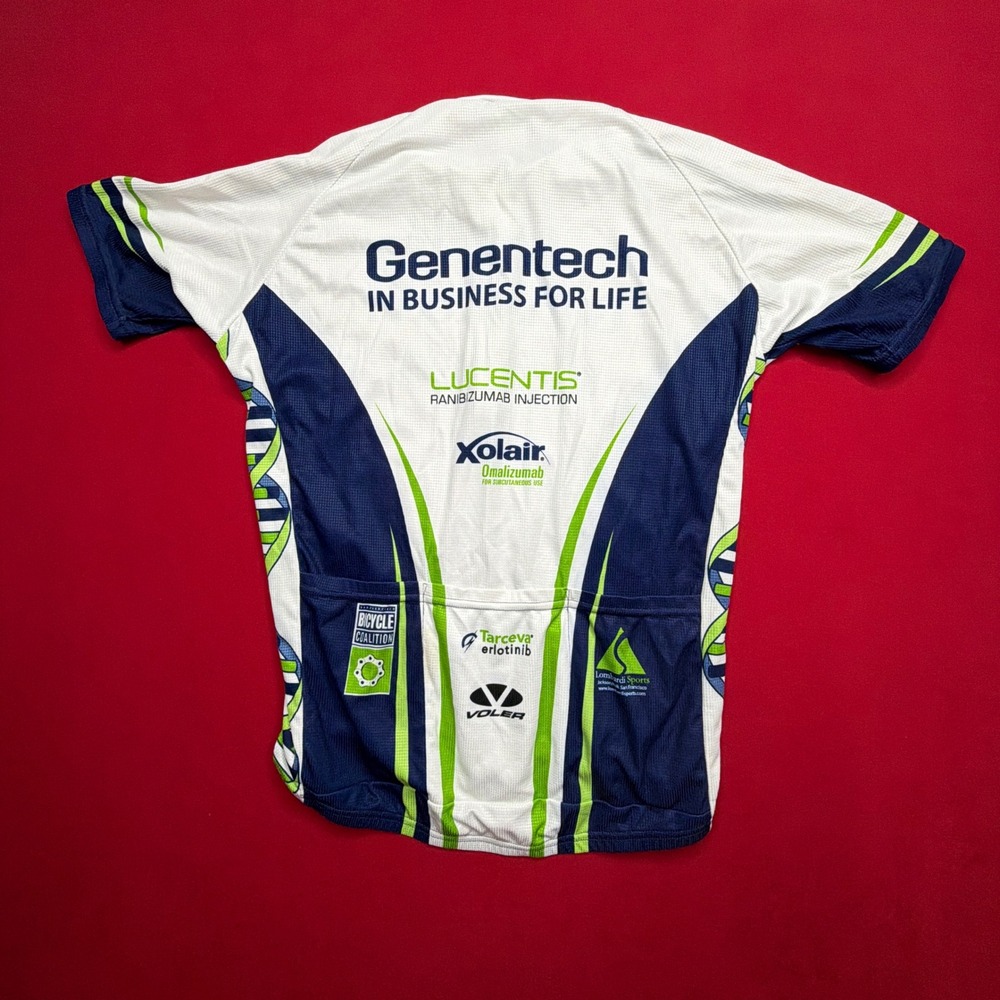 Voler Genentech Bicycle Club Cycling Jersey Mens Dna Helix White Blue Green Usa View 3
